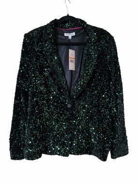 Nanette Lepore Emerald Green Sequin Blazer Jacket